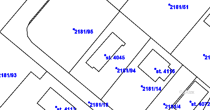 Parcela st. 4045 v KÚ Svitavy-předměstí, Katastrální mapa