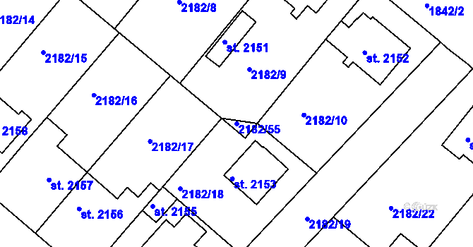 Parcela st. 2182/55 v KÚ Svitavy-předměstí, Katastrální mapa