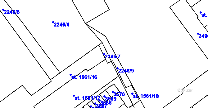 Parcela st. 2246/7 v KÚ Svitavy-předměstí, Katastrální mapa