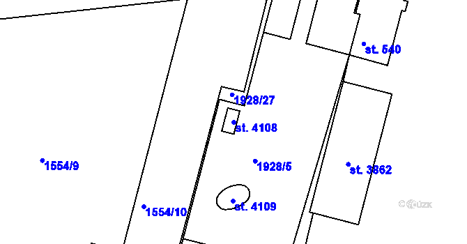 Parcela st. 4108 v KÚ Svitavy-předměstí, Katastrální mapa