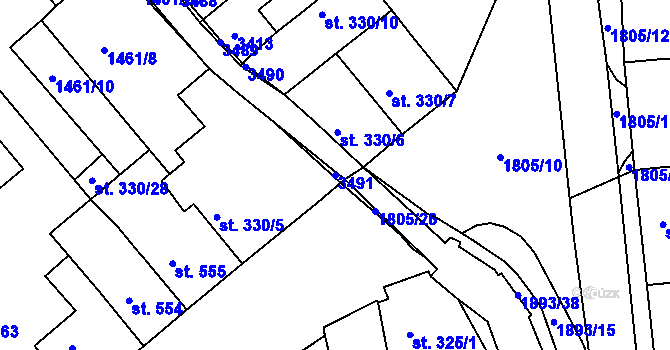 Parcela st. 3491 v KÚ Svitavy-předměstí, Katastrální mapa