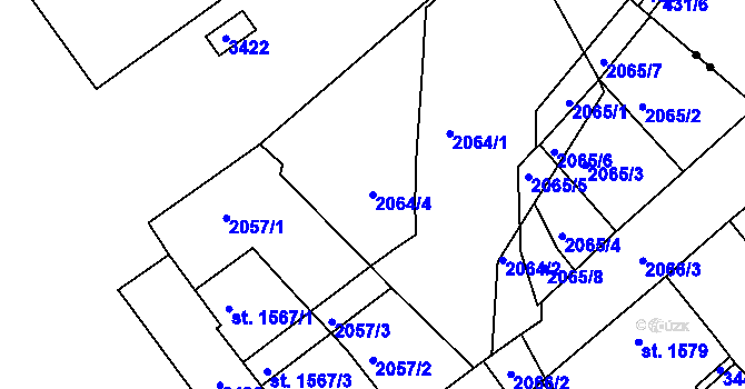 Parcela st. 2064/4 v KÚ Svitavy-předměstí, Katastrální mapa