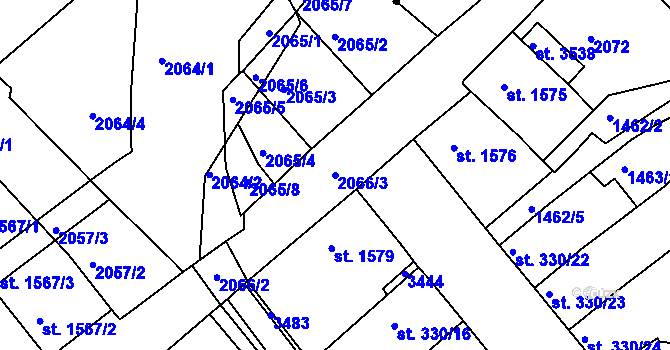 Parcela st. 2066/3 v KÚ Svitavy-předměstí, Katastrální mapa