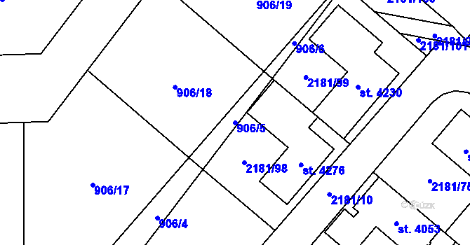 Parcela st. 906/5 v KÚ Svitavy-předměstí, Katastrální mapa