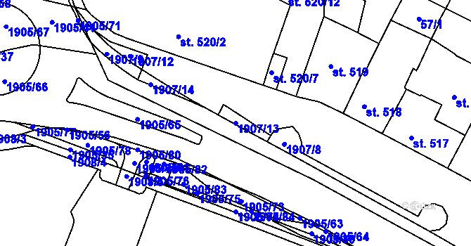 Parcela st. 1907/13 v KÚ Svitavy-předměstí, Katastrální mapa