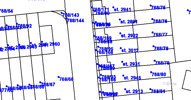 Parcela st. 768/168 v KÚ Svitavy-předměstí, Katastrální mapa