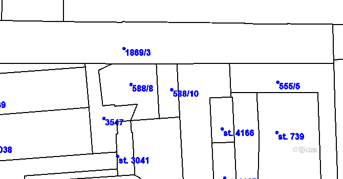 Parcela st. 588/10 v KÚ Svitavy-předměstí, Katastrální mapa