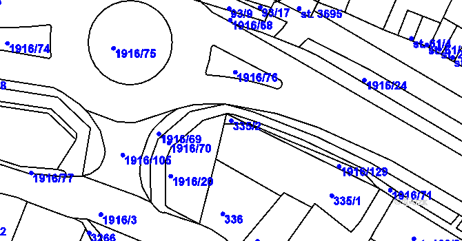 Parcela st. 335/2 v KÚ Svitavy-předměstí, Katastrální mapa