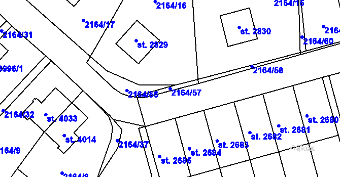 Parcela st. 2164/57 v KÚ Svitavy-předměstí, Katastrální mapa