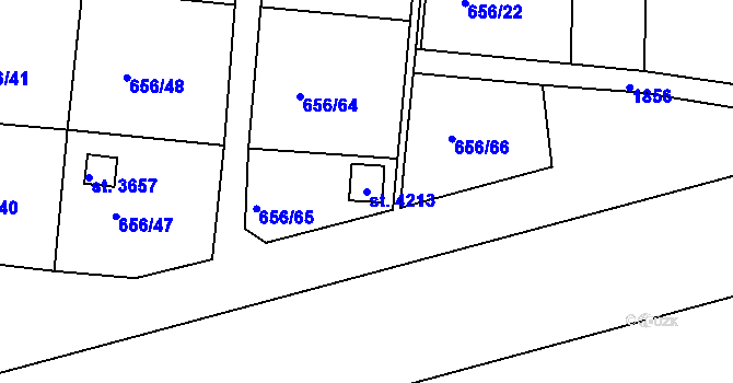 Parcela st. 4213 v KÚ Svitavy-předměstí, Katastrální mapa