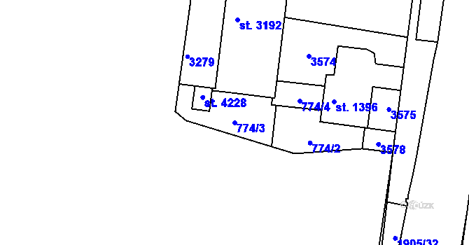 Parcela st. 774/3 v KÚ Svitavy-předměstí, Katastrální mapa