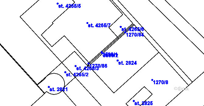 Parcela st. 3599/2 v KÚ Svitavy-předměstí, Katastrální mapa