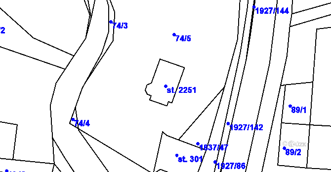 Parcela st. 2251 v KÚ Moravský Lačnov, Katastrální mapa