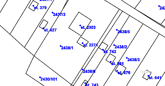 Parcela st. 2271 v KÚ Moravský Lačnov, Katastrální mapa
