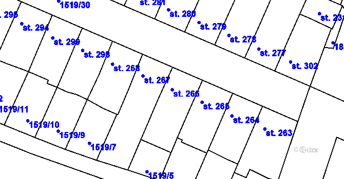 Parcela st. 266 v KÚ Moravský Lačnov, Katastrální mapa