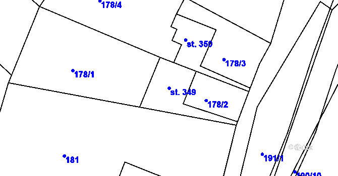 Parcela st. 349 v KÚ Moravský Lačnov, Katastrální mapa