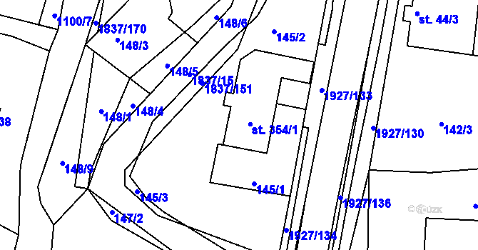 Parcela st. 354 v KÚ Moravský Lačnov, Katastrální mapa