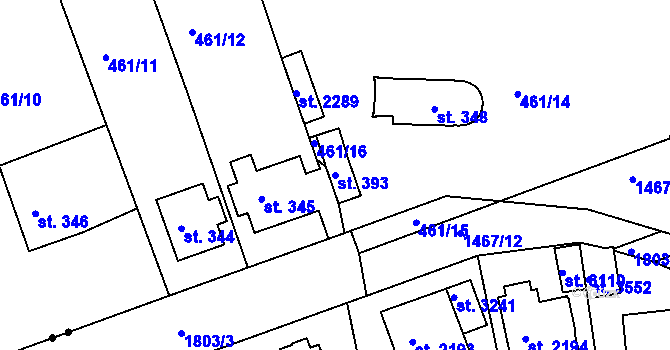 Parcela st. 393 v KÚ Moravský Lačnov, Katastrální mapa