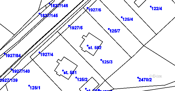 Parcela st. 582 v KÚ Moravský Lačnov, Katastrální mapa