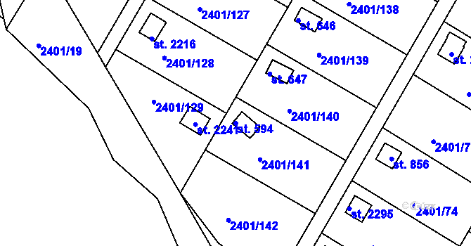 Parcela st. 594 v KÚ Moravský Lačnov, Katastrální mapa