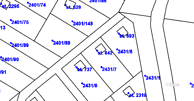Parcela st. 642 v KÚ Moravský Lačnov, Katastrální mapa