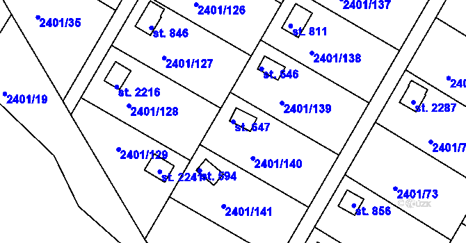 Parcela st. 647 v KÚ Moravský Lačnov, Katastrální mapa