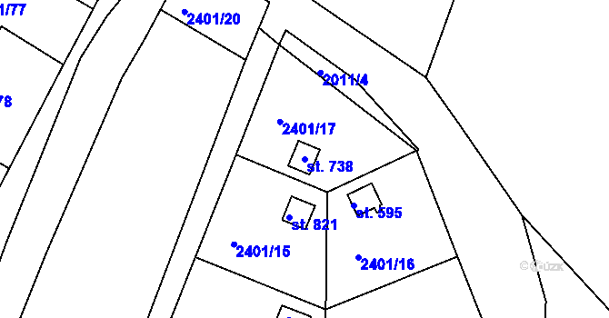 Parcela st. 738 v KÚ Moravský Lačnov, Katastrální mapa