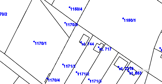 Parcela st. 744 v KÚ Moravský Lačnov, Katastrální mapa