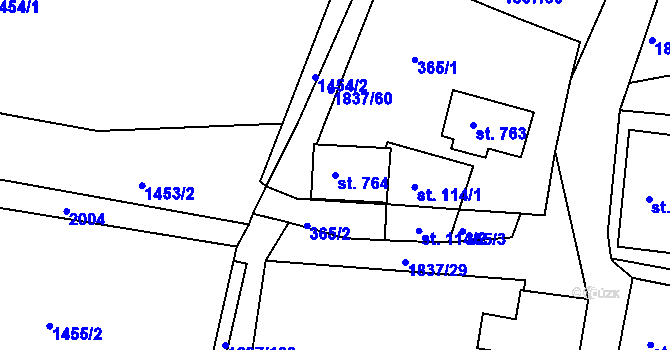 Parcela st. 764 v KÚ Moravský Lačnov, Katastrální mapa