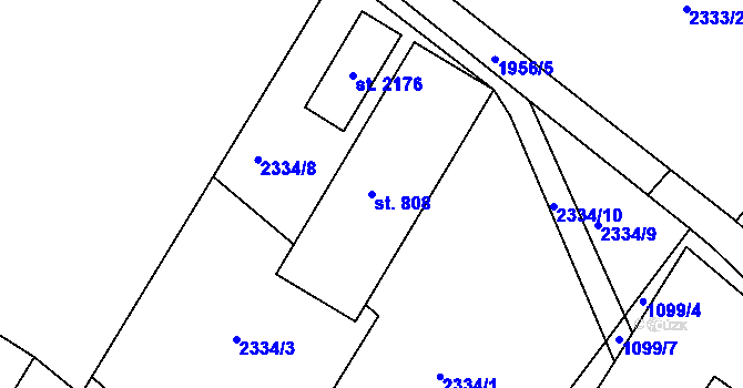 Parcela st. 808 v KÚ Moravský Lačnov, Katastrální mapa