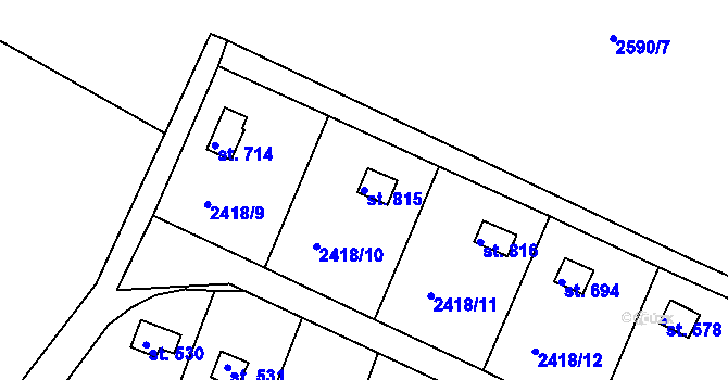 Parcela st. 815 v KÚ Moravský Lačnov, Katastrální mapa