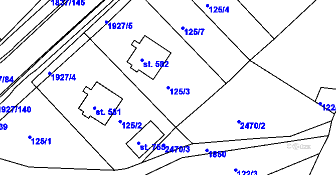 Parcela st. 125/3 v KÚ Moravský Lačnov, Katastrální mapa