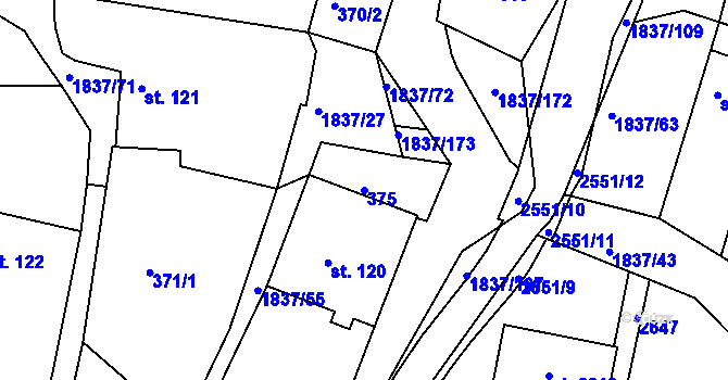 Parcela st. 375 v KÚ Moravský Lačnov, Katastrální mapa
