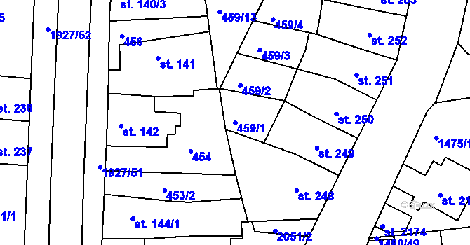 Parcela st. 459/1 v KÚ Moravský Lačnov, Katastrální mapa