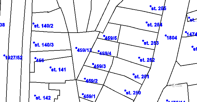 Parcela st. 459/4 v KÚ Moravský Lačnov, Katastrální mapa