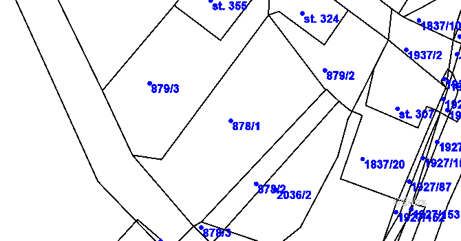 Parcela st. 878/1 v KÚ Moravský Lačnov, Katastrální mapa