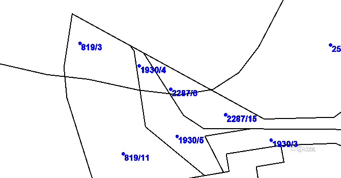 Parcela st. 2287/6 v KÚ Moravský Lačnov, Katastrální mapa
