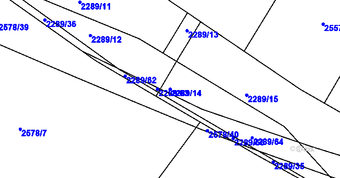 Parcela st. 2289/14 v KÚ Moravský Lačnov, Katastrální mapa