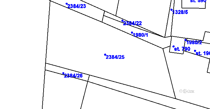 Parcela st. 2384/25 v KÚ Moravský Lačnov, Katastrální mapa
