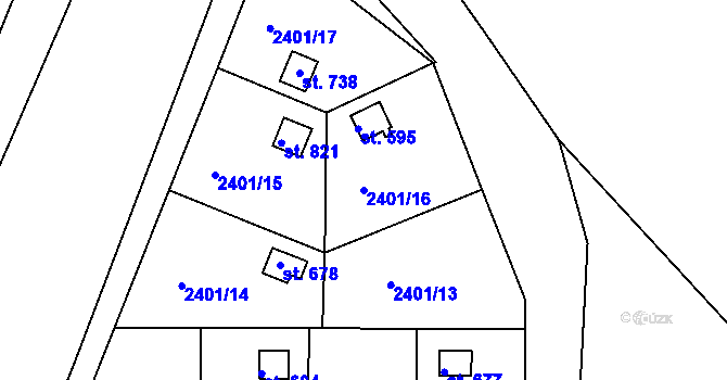Parcela st. 2401/16 v KÚ Moravský Lačnov, Katastrální mapa