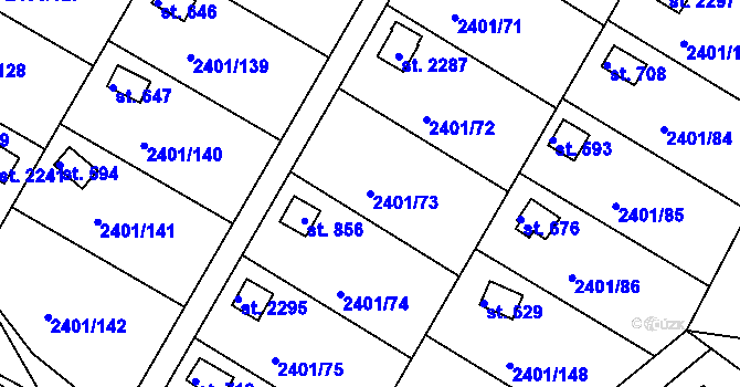Parcela st. 2401/73 v KÚ Moravský Lačnov, Katastrální mapa