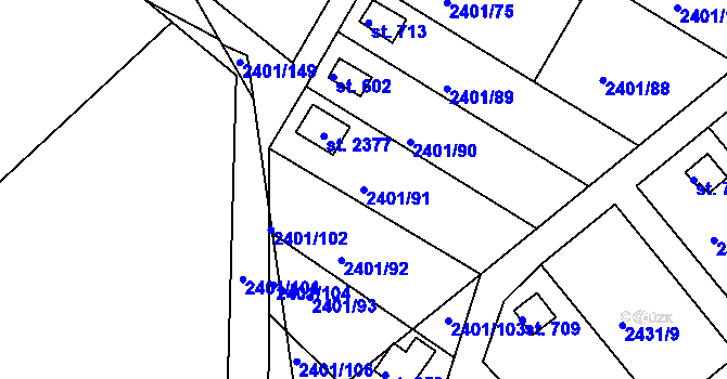 Parcela st. 2401/91 v KÚ Moravský Lačnov, Katastrální mapa