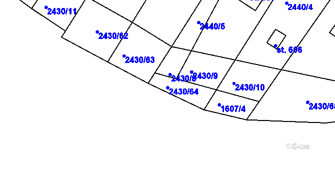 Parcela st. 2430/64 v KÚ Moravský Lačnov, Katastrální mapa