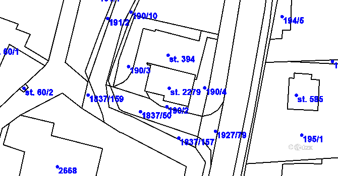 Parcela st. 2279 v KÚ Moravský Lačnov, Katastrální mapa