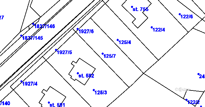 Parcela st. 125/7 v KÚ Moravský Lačnov, Katastrální mapa