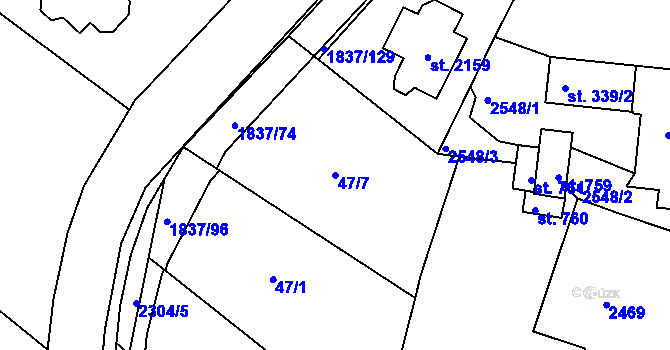 Parcela st. 47/7 v KÚ Moravský Lačnov, Katastrální mapa