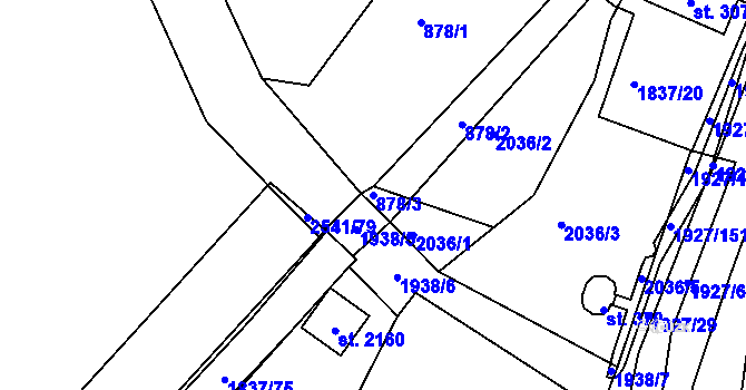 Parcela st. 878/3 v KÚ Moravský Lačnov, Katastrální mapa