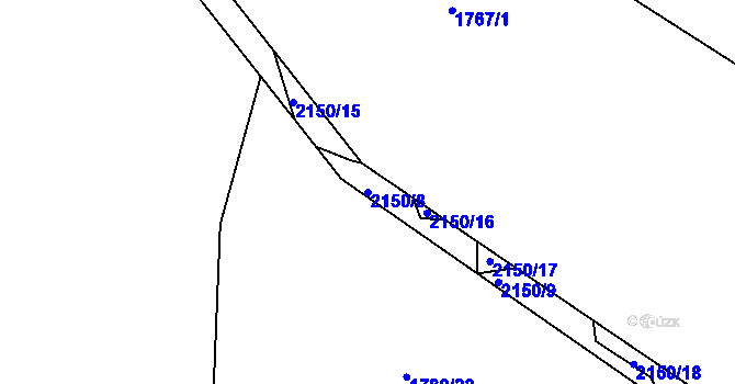 Parcela st. 2150/8 v KÚ Moravský Lačnov, Katastrální mapa
