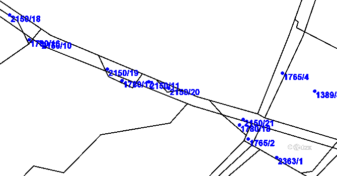 Parcela st. 2150/20 v KÚ Moravský Lačnov, Katastrální mapa