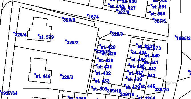 Parcela st. 339/19 v KÚ Moravský Lačnov, Katastrální mapa